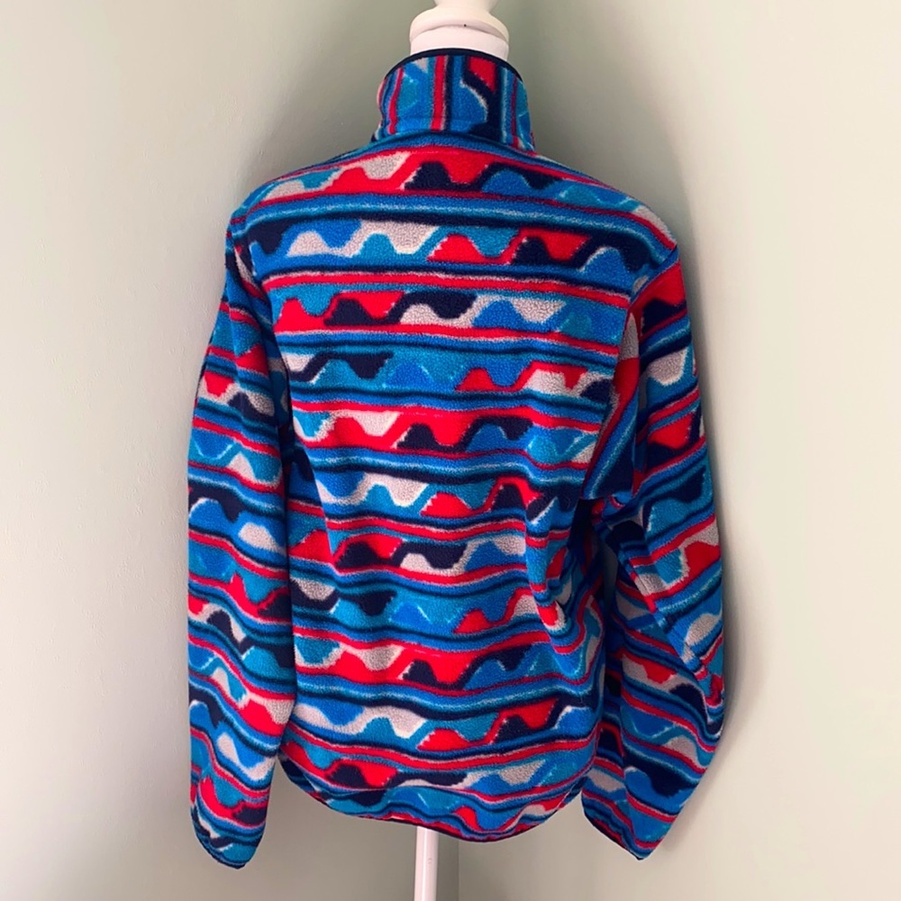 Patagonia Synchilla Red Blue Grey Delta Navy Blue Pullover Snap Fleece - Picture 3 of 4